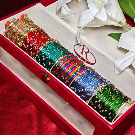 Ghungroo Bangles Set With Premium Box (6 Colors)